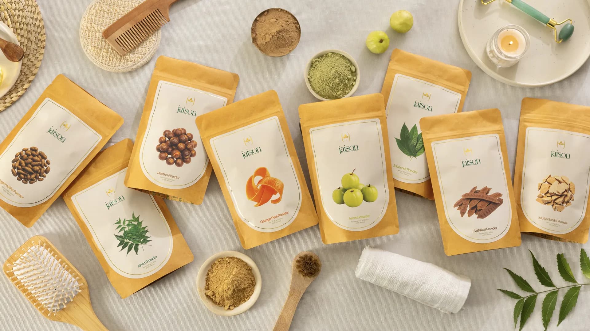 Jaison herbal powders — the full range, ground fresh